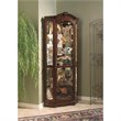 Hardwood Corner Curio Cabinet in Brown Cherry Finish by Pulaski Furniture