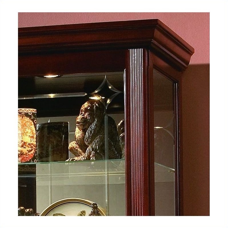 Hardwood Mirrored Curio Cabinet in Victorian Cherry Finish by Pulaski Furniture