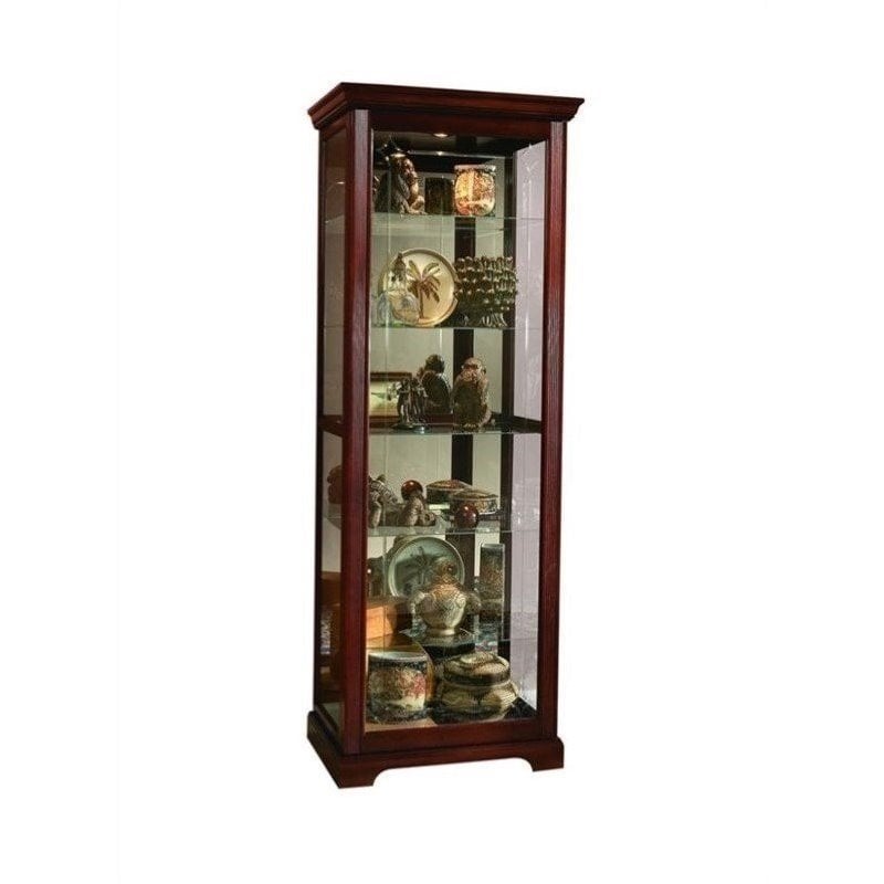 Hardwood Mirrored Curio Cabinet in Victorian Cherry Finish by Pulaski Furniture