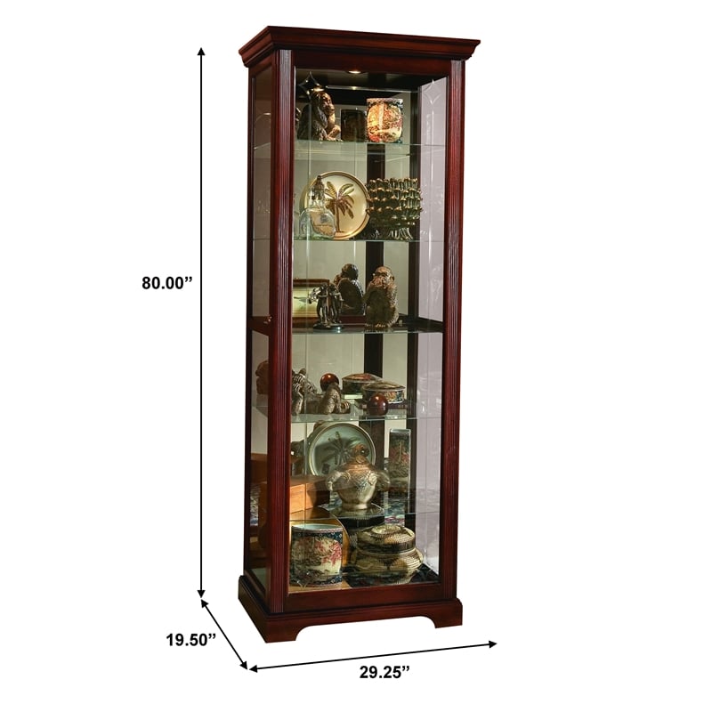 Hardwood Mirrored Curio Cabinet in Victorian Cherry Finish by Pulaski Furniture
