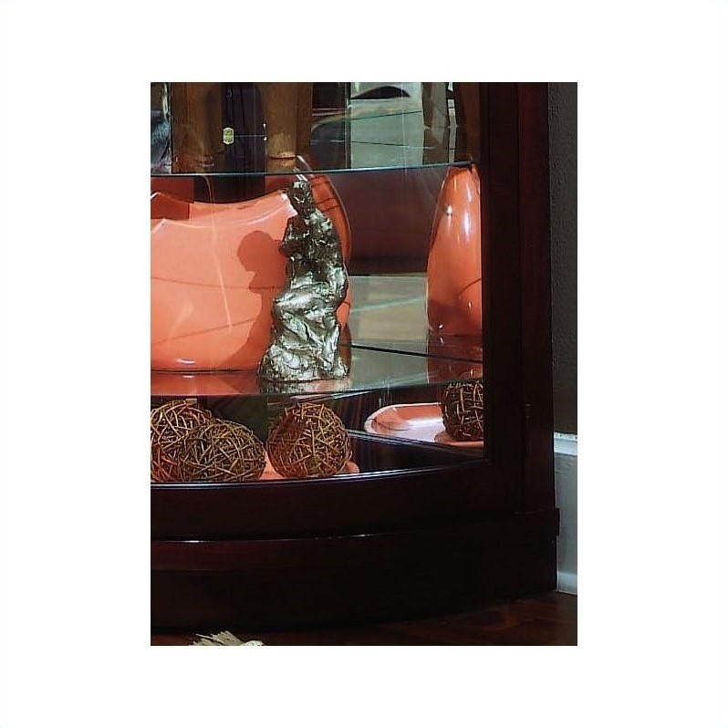 Wood-Framed Curved Corner Curio Cabinet in Cherry Brown by Pulaski Furniture