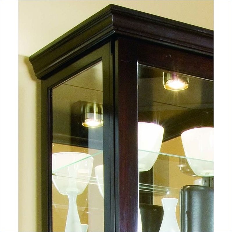 Wood-Framed Sliding Door Curio Cabinet in Chocolate Brown by Pulaski Furniture