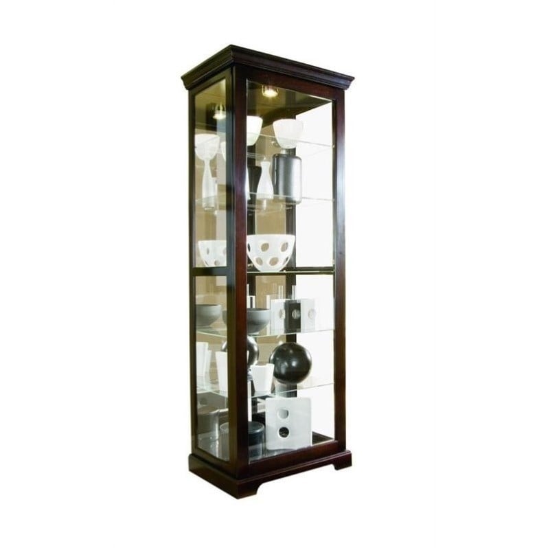 Wood-Framed Sliding Door Curio Cabinet in Chocolate Brown by Pulaski Furniture