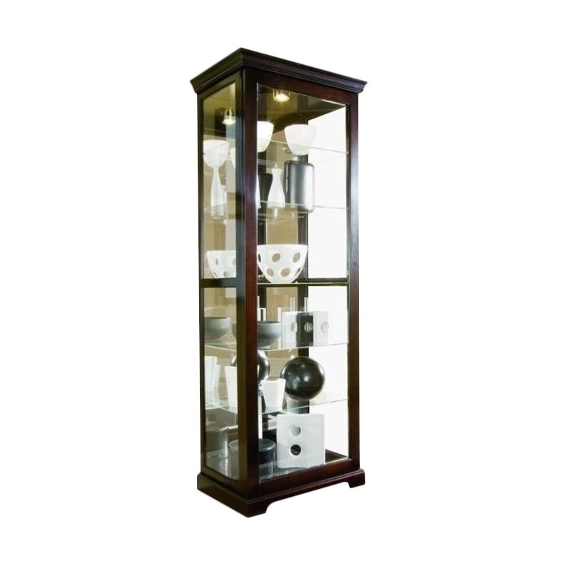 Wood-Framed Sliding Door Curio Cabinet in Chocolate Brown by Pulaski Furniture