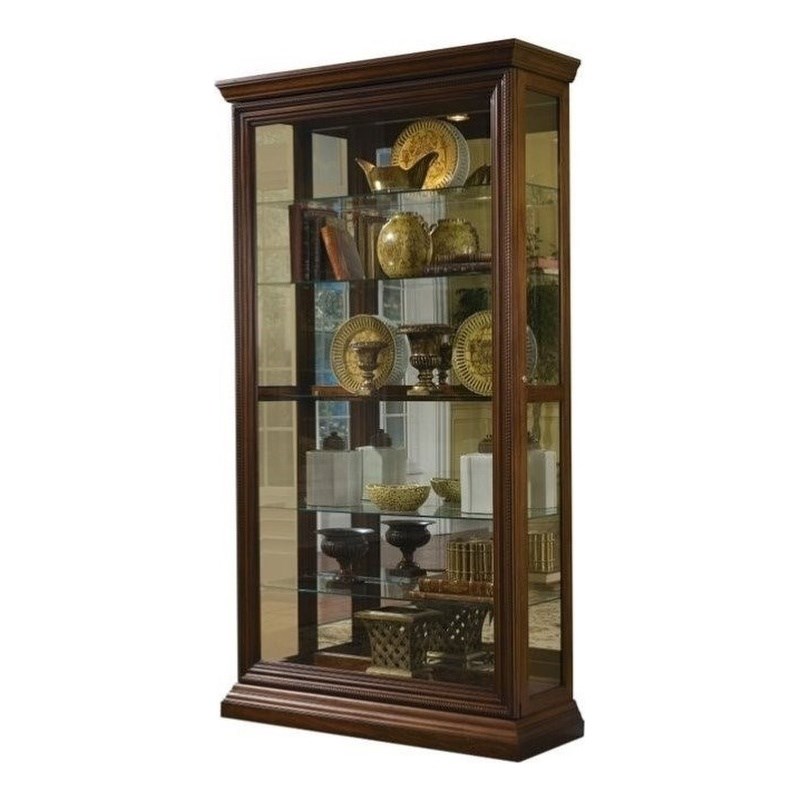 Poplar Wood Sliding-Door Curio in a Rich Brown Finish by Pulaski Furniture