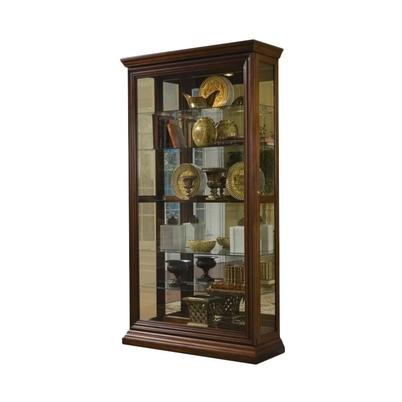 Poplar Wood Sliding-Door Curio in a Rich Brown Finish by Pulaski Furniture