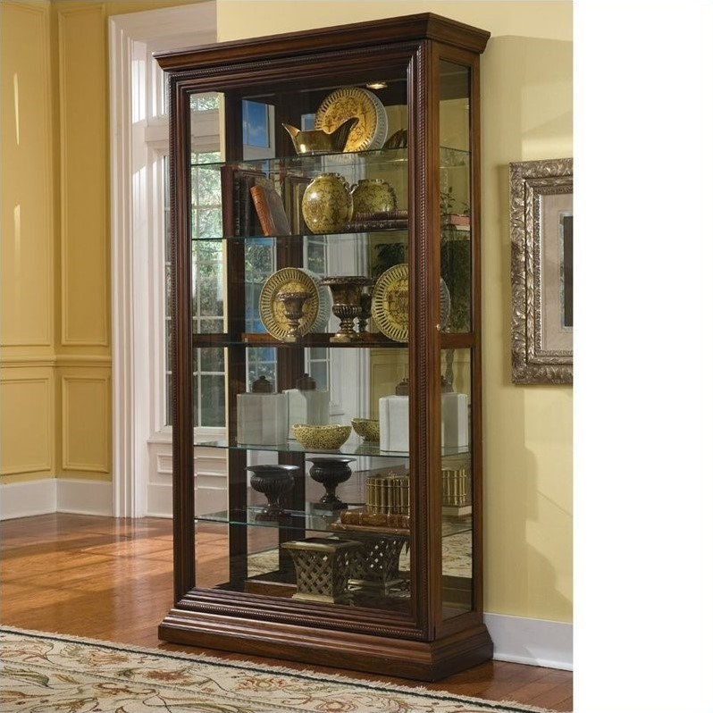 Poplar Wood Sliding-Door Curio in a Rich Brown Finish by Pulaski Furniture