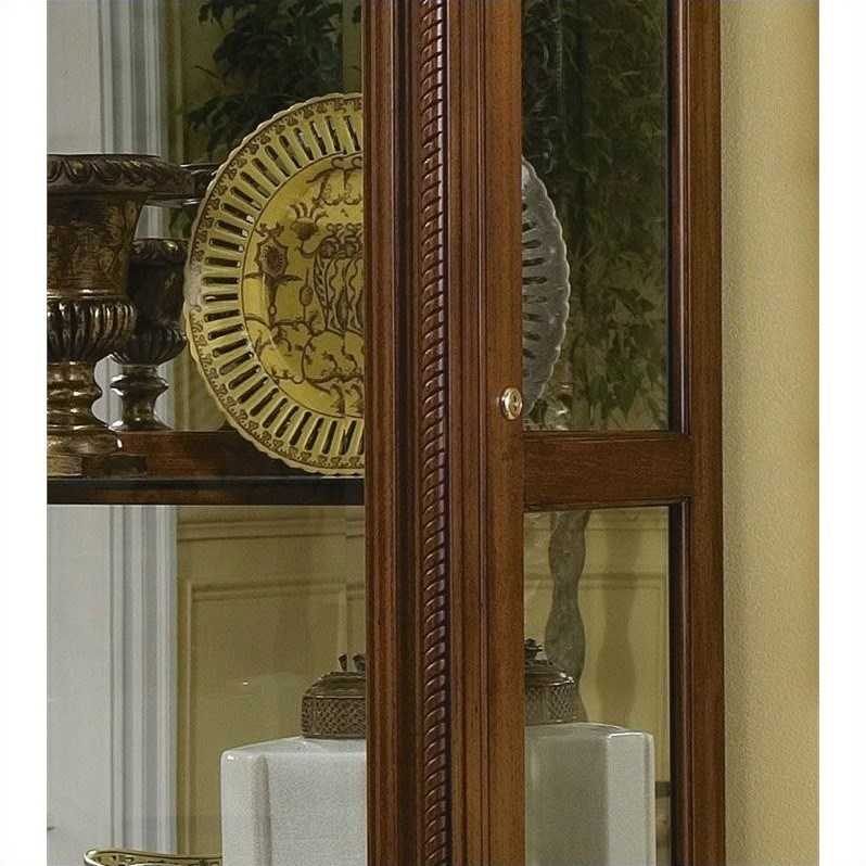Poplar Wood Sliding-Door Curio in a Rich Brown Finish by Pulaski Furniture