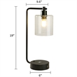 19 in. Clear Table Lamp with Wireless Charger and Glass Shade