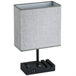 17 in. Grey Table Lamp with USB Port and Charging Dock