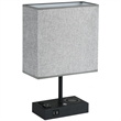 17 in. Black Wireless Charging Table Lamp with USB Port