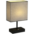 17 in. Black Wireless Charging Table Lamp with USB Port