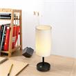 17 in. Modern White Metal Table Lamp with USB Port