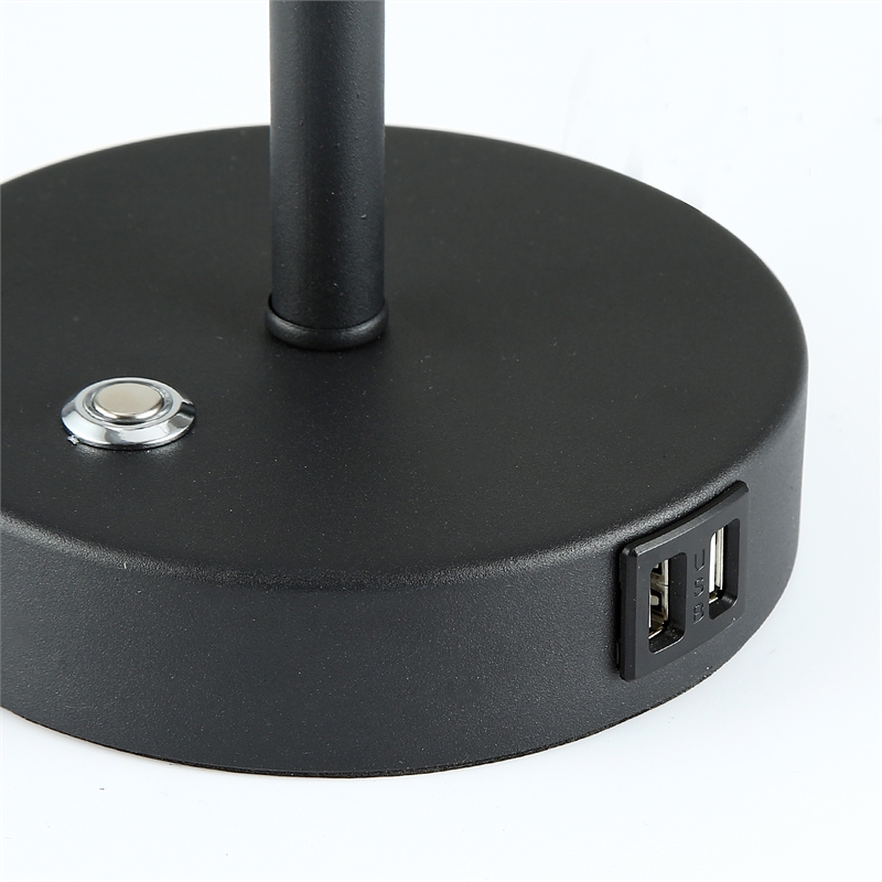 17 in. Modern White Metal Table Lamp with USB Port