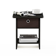 Furinno DARIO Wood End Table with Storage Shelf in Espresso (Set of 2)