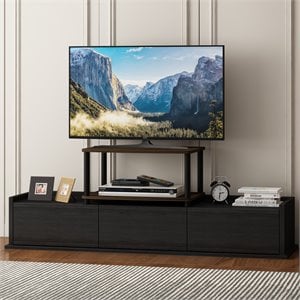 Furinno TURN-N-TUBE No Tools Wood Elevated TV Stand for TV up to 25&quot in Walnut