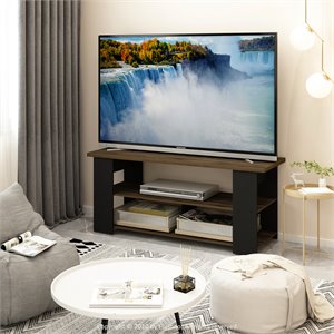 Furinno JAYA Engineered Wood TV Stand for TV up to 55&quot in Columbia Walnut/Black