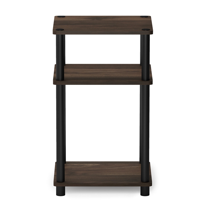 Furinno JUST Turn-N-Tube Wood 3-Tier End Table in Columbia Walnut (Set of 2)