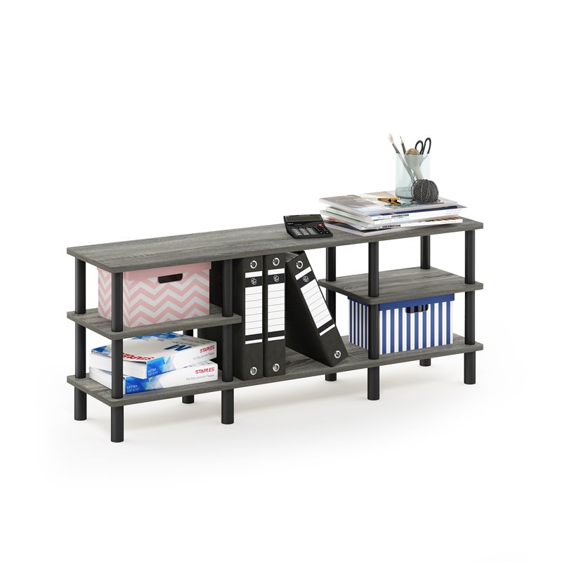 Furinno TURN-N-TUBE Wood 3-Tier Wide Shelf TV Stand for TV up to 47