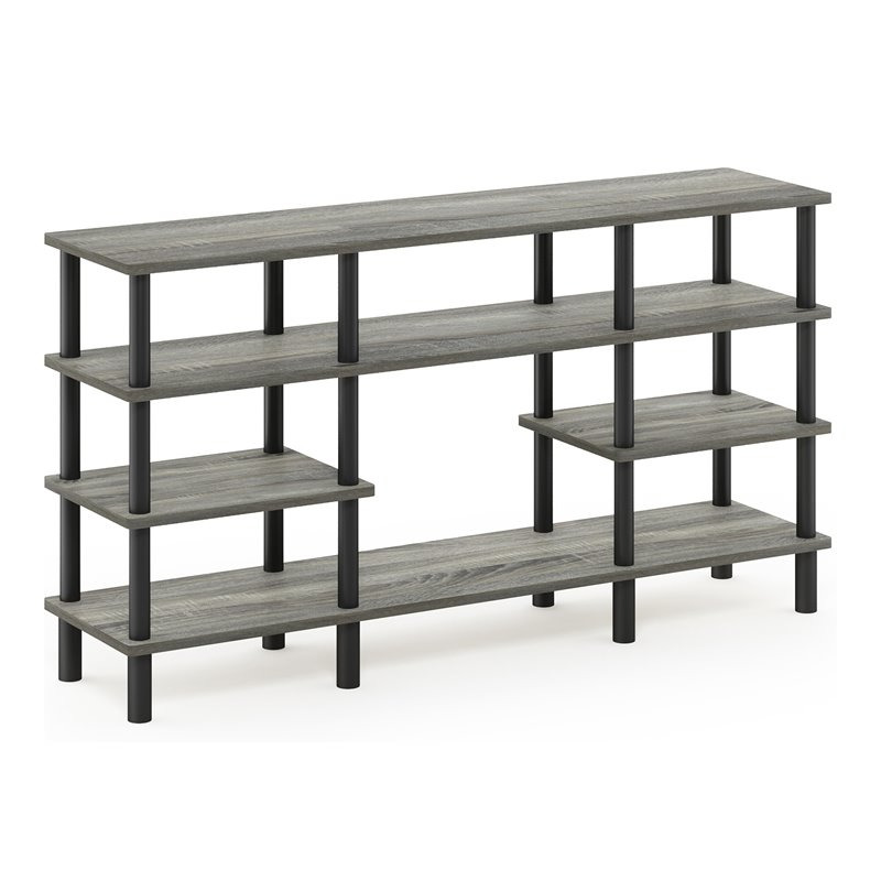 Furinno TURN-N-TUBE Wood 4-Tier Wide Shelf TV Stand for TV up to 47