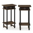 Furinno TURN-N-TUBE Engineered Wood End Table with Bin in Walnut (Set of 2)
