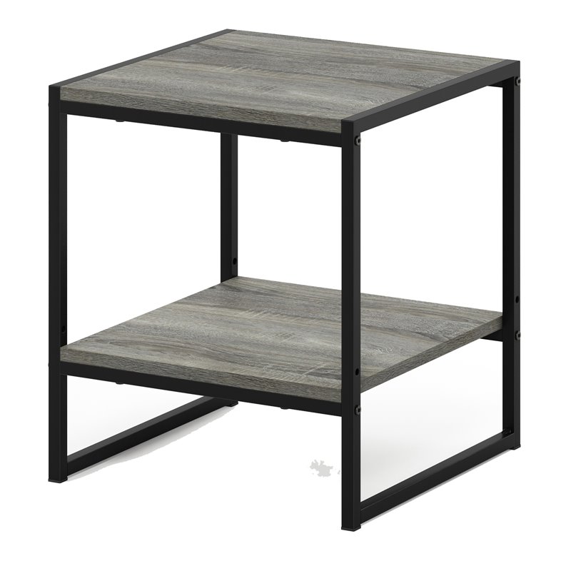 Furinno CAMNUS Engineered Wood Living 2-Tier End Table in French Oak Gray