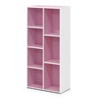 Furinno LUDER Engineered Wood 7-Cube Reversible Open Shelf in White/Pink