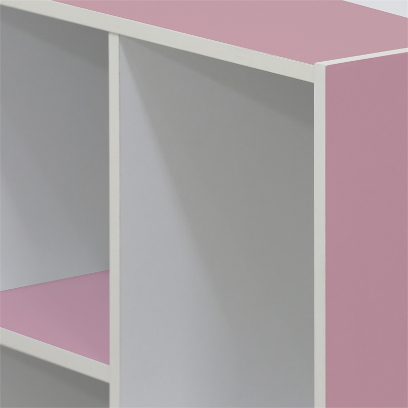 Furinno LUDER Engineered Wood 5-Tier Reversible Open Shelf Bookcase in Pink