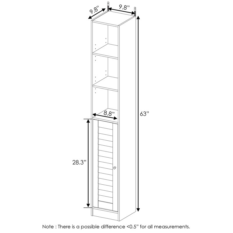Furinno INDO Contemporary Engineered Wood Slim Luver Door Bath Cabinet White