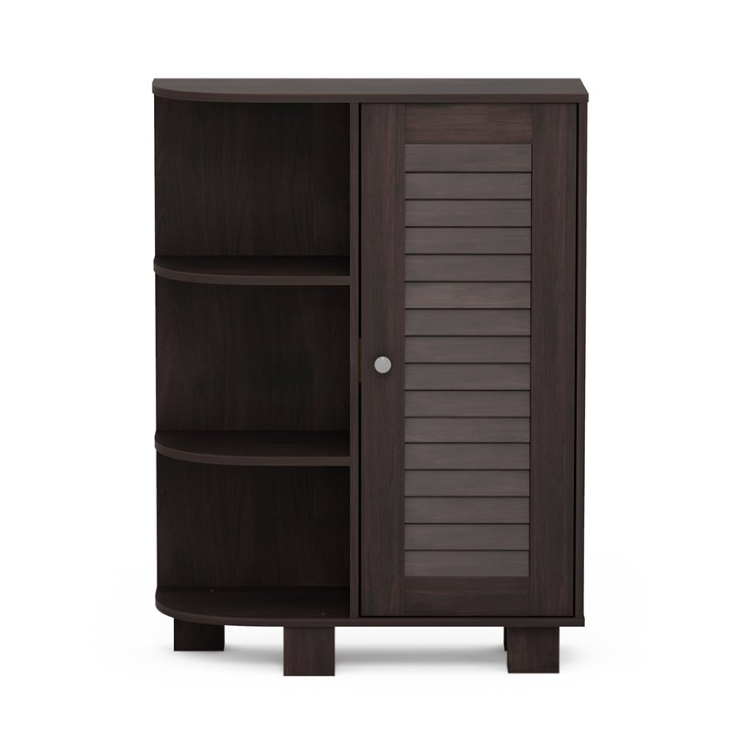 Furinno INDO Engineered Wood Storage Shelf with Louver Door Cabinet in Espresso