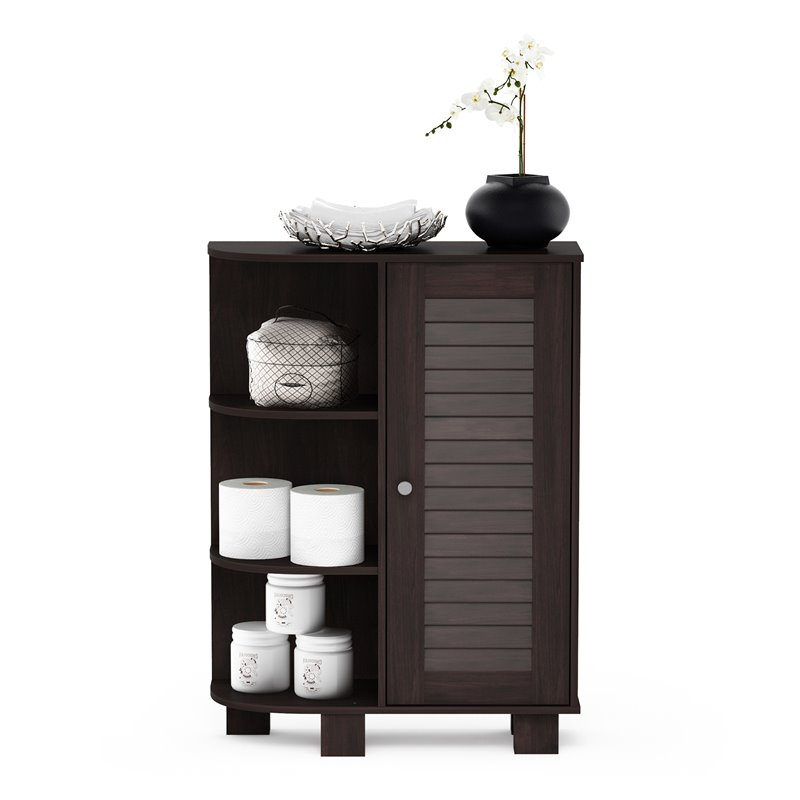 Furinno INDO Engineered Wood Storage Shelf with Louver Door Cabinet in Espresso