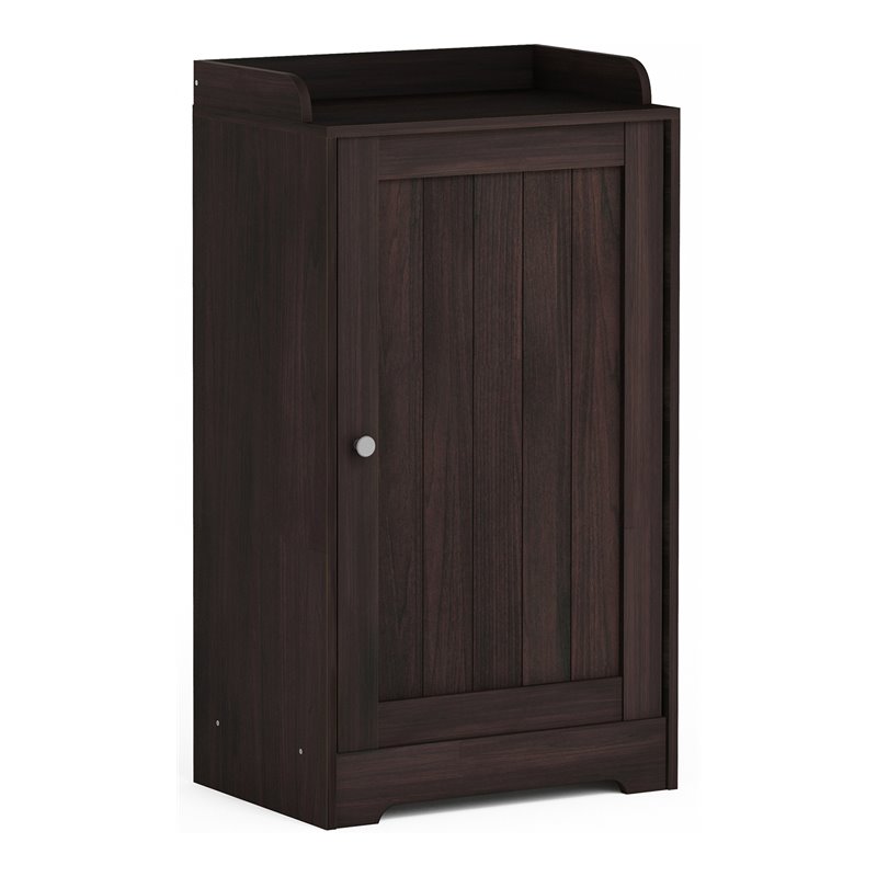 Furinno INDO Engineered Wood Standing Louver Door Cabinet in Espresso