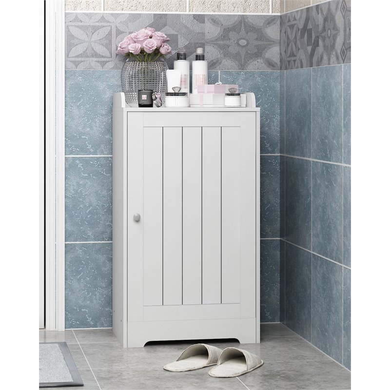 Furinno INDO Engineered Wood Standing Louver Door Cabinet in White