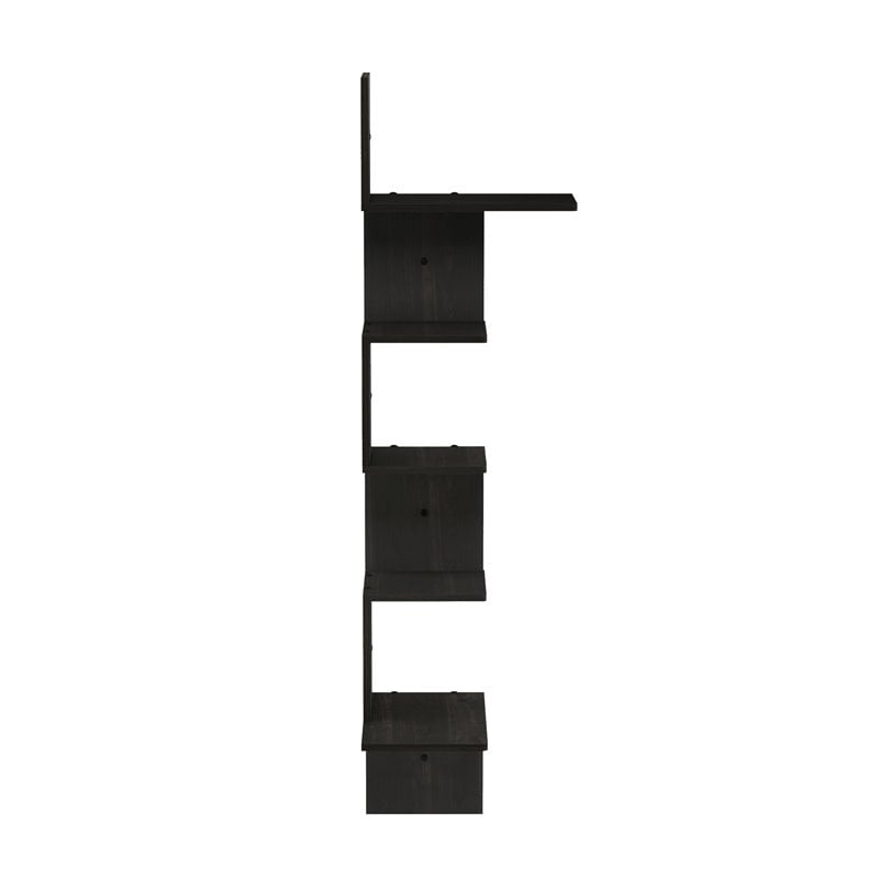 Furinno ROSSI Engineered Wood 5-Tier Wall Floating Corner Shelf in Espresso