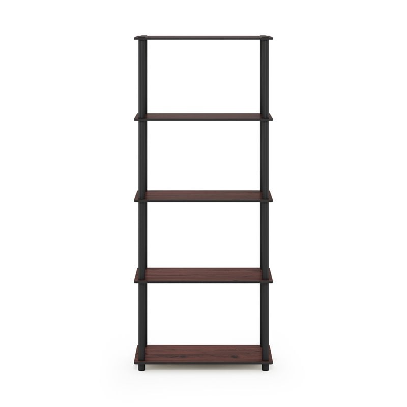 Furinno TURN-N-TUBE Engineered Wood 5-Tier Shelf Display Rack in Cherry/Black