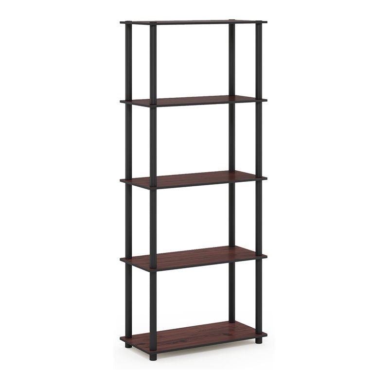 Furinno TURN-N-TUBE Engineered Wood 5-Tier Shelf Display Rack in Cherry/Black
