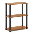 Furinno TURN-S-TUBE Engineered Wood 3-Tier Shelf Display Rack in Light Cherry
