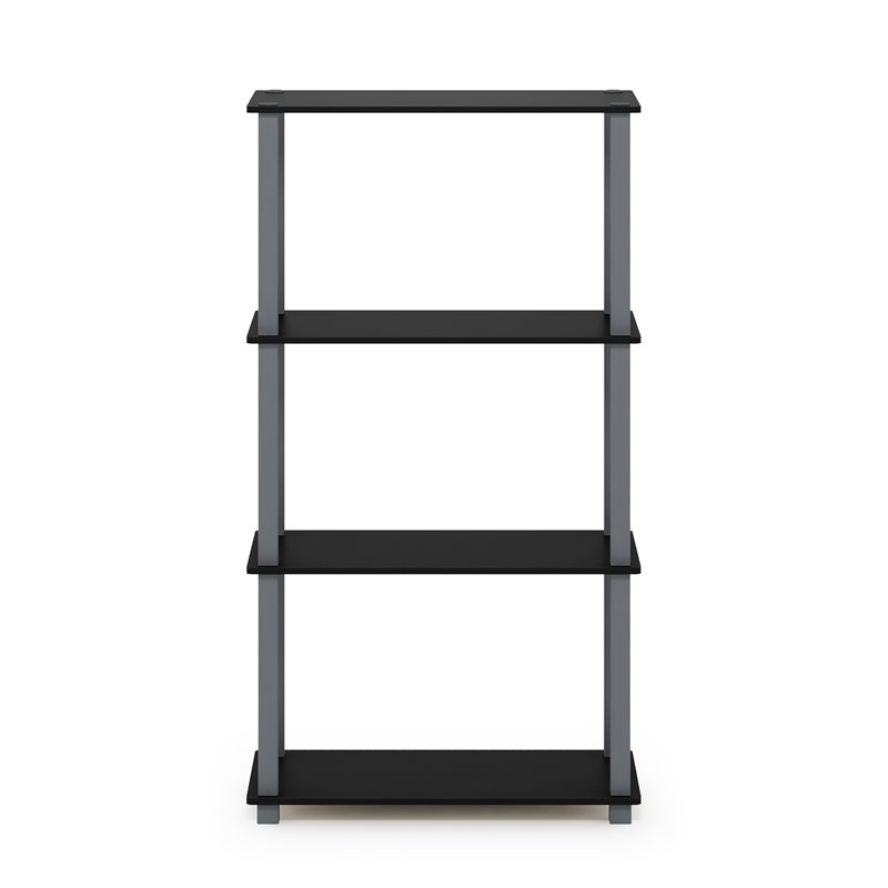 Furinno TURN-S-TUBE Engineered Wood 4-Tier Shelf Display Rack in Black/Gray