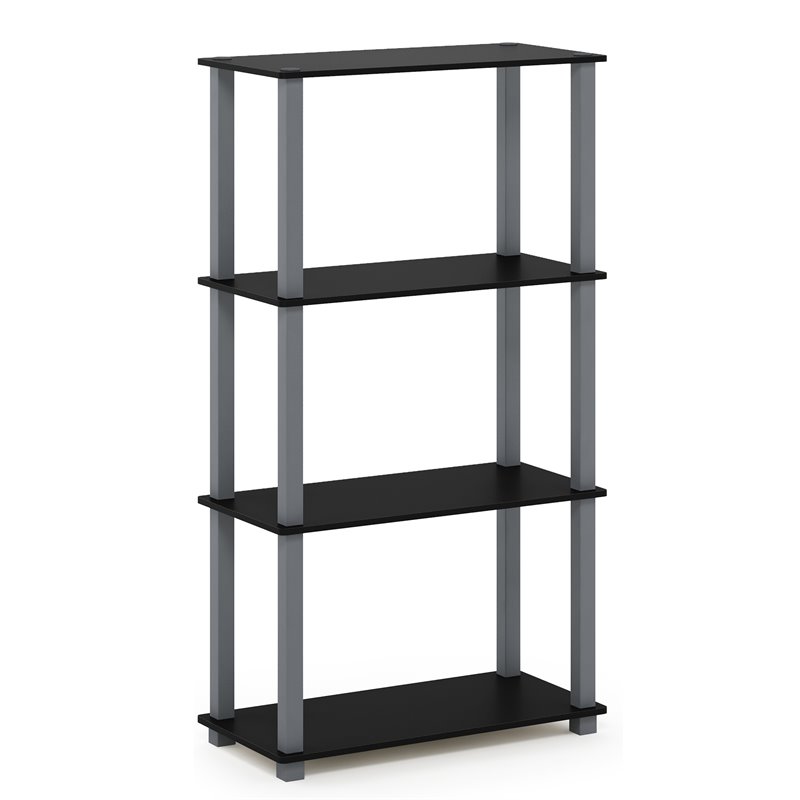 Furinno TURN-S-TUBE Engineered Wood 4-Tier Shelf Display Rack in Black/Gray