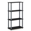 Furinno TURN-S-TUBE Engineered Wood 4-Tier Shelf Display Rack in Black/Gray