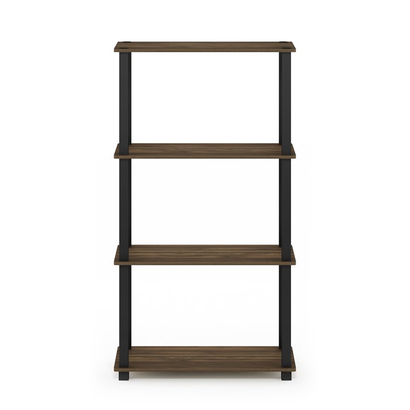 Furinno TURN-S-TUBE Engineered Wood 4-Tier Shelf Display Rack in Columbia Walnut