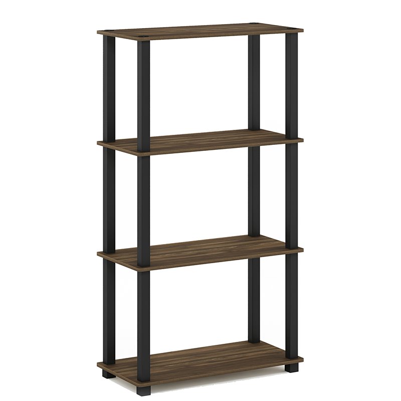 Furinno TURN-S-TUBE Engineered Wood 4-Tier Shelf Display Rack in Columbia Walnut