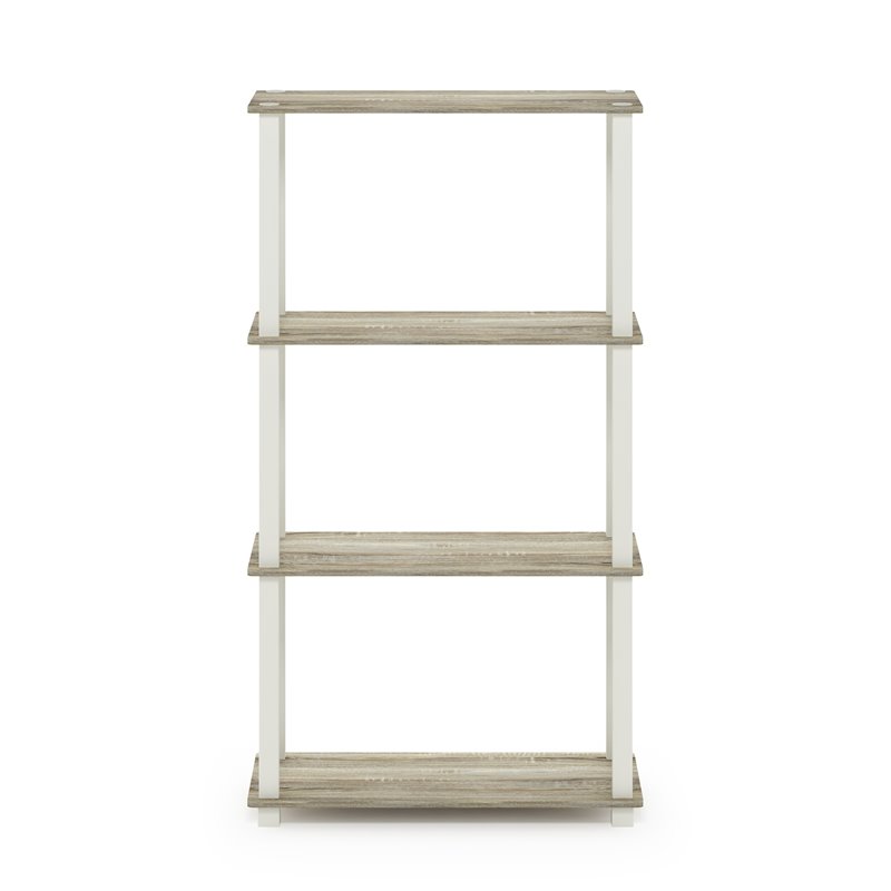 Furinno TURN-S-TUBE Engineered Wood 4-Tier Shelf Display Rack in Sonoma Oak