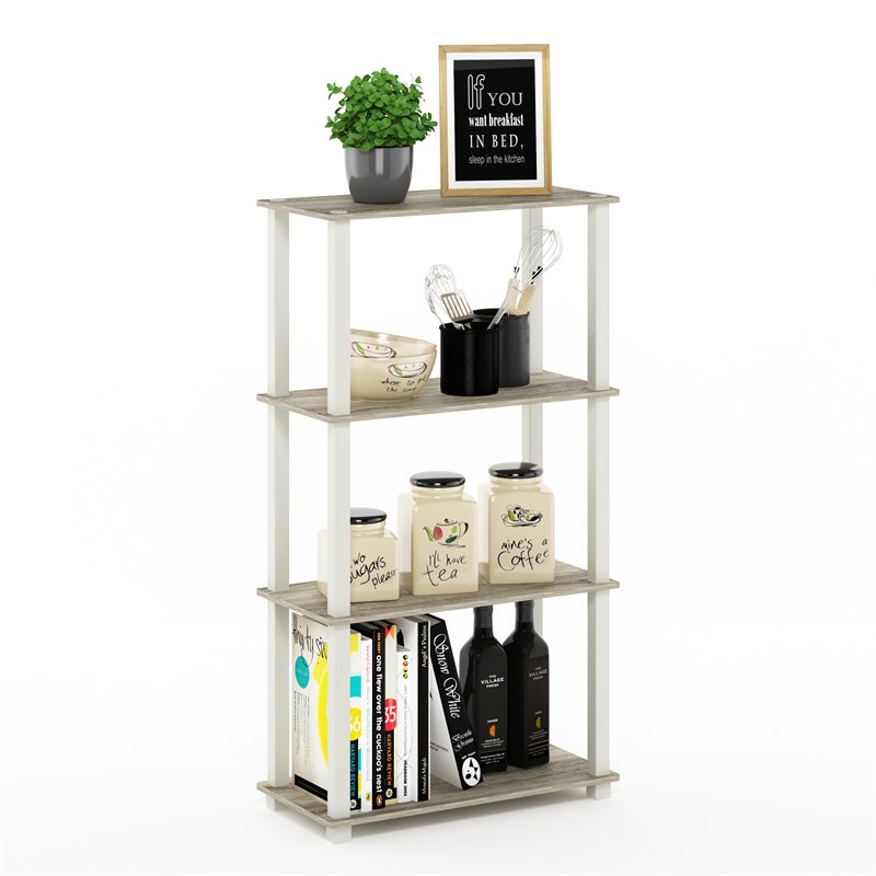 Furinno TURN-S-TUBE Engineered Wood 4-Tier Shelf Display Rack in Sonoma Oak
