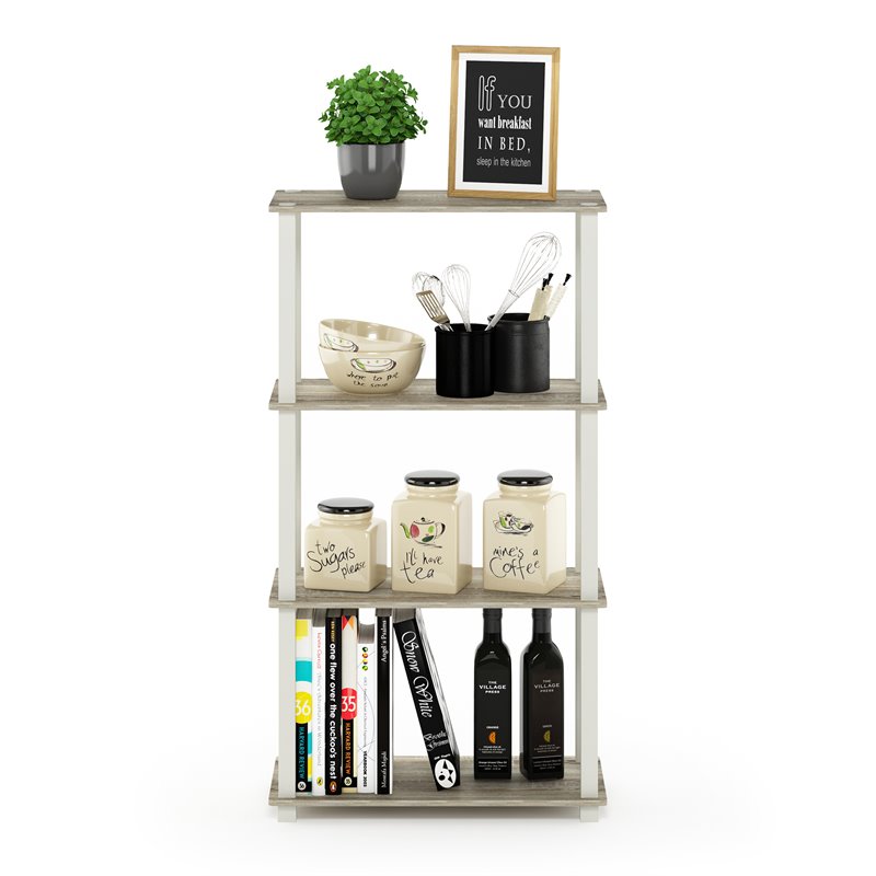 Furinno TURN-S-TUBE Engineered Wood 4-Tier Shelf Display Rack in Sonoma Oak