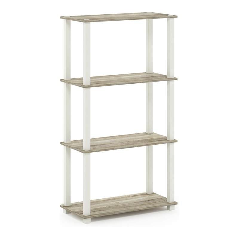 Furinno TURN-S-TUBE Engineered Wood 4-Tier Shelf Display Rack in Sonoma Oak