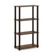Furinno TURN-S-TUBE Engineered Wood 4-Tier Shelf Display Rack in Walnut/Brown