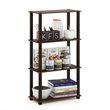 Furinno TURN-S-TUBE Engineered Wood 4-Tier Shelf Display Rack in Walnut/Brown
