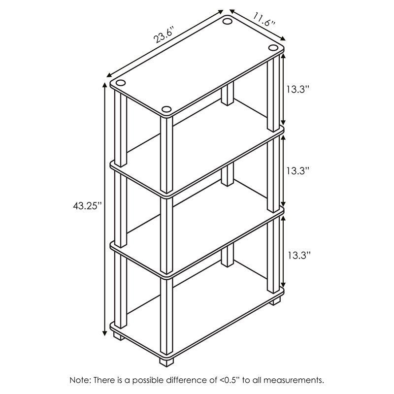 Furinno TURN-S-TUBE Engineered Wood 4-Tier Shelf Display Rack in Walnut/Brown