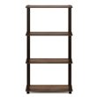 Furinno TURN-S-TUBE Engineered Wood 4-Tier Shelf Display Rack in Walnut/Brown